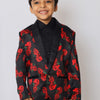Red Rose Printed Satin Blazer Set - Funny Bones Clothings
