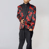 Red Rose Printed Satin Blazer Only - Funny Bones Clothings