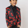Red Rose Printed Satin Blazer Set - Funny Bones Clothings