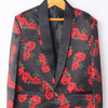 Red Rose Printed Satin Blazer Set - Funny Bones Clothings