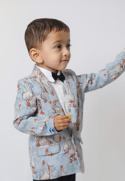 Goose Printed Pure Linen Blazer Only - Funny Bones Clothings