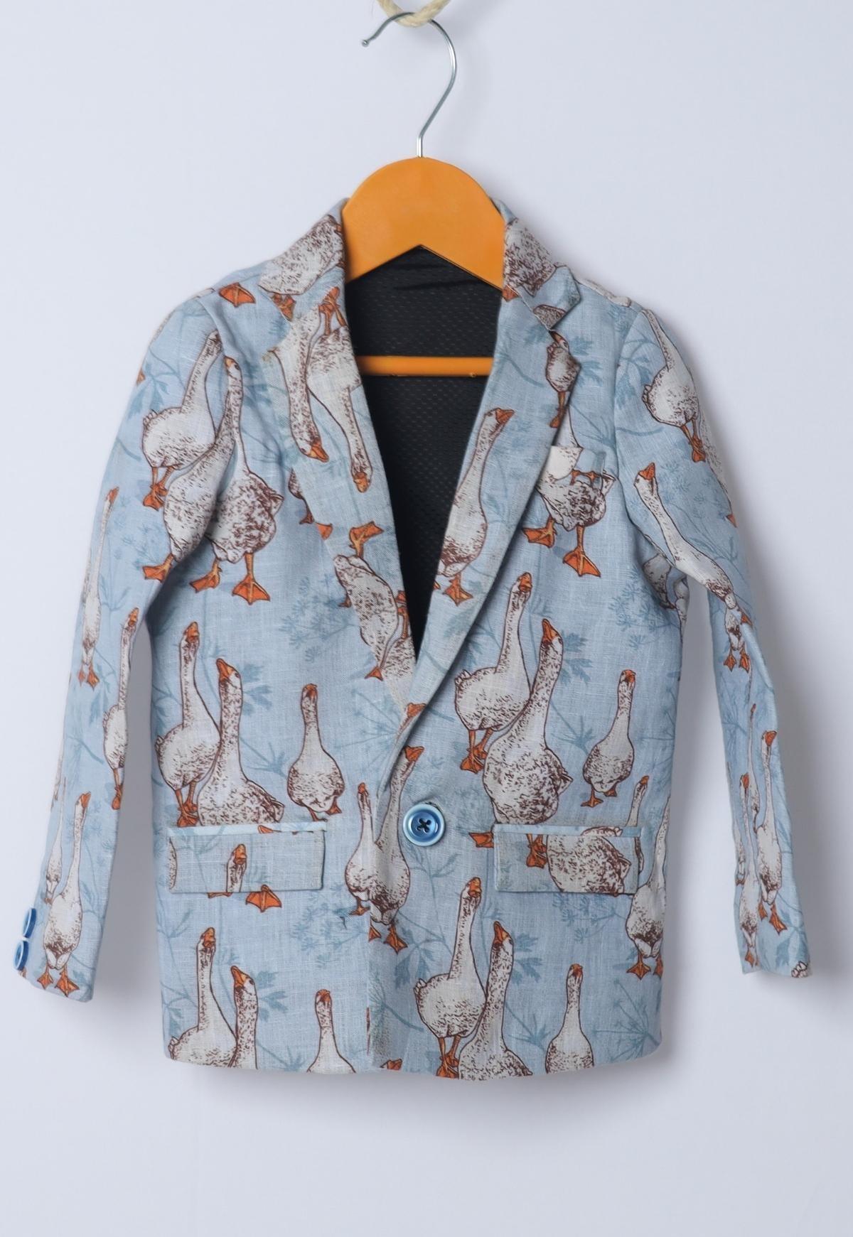 Goose Printed Pure Linen Blazer Only - Funny Bones Clothings