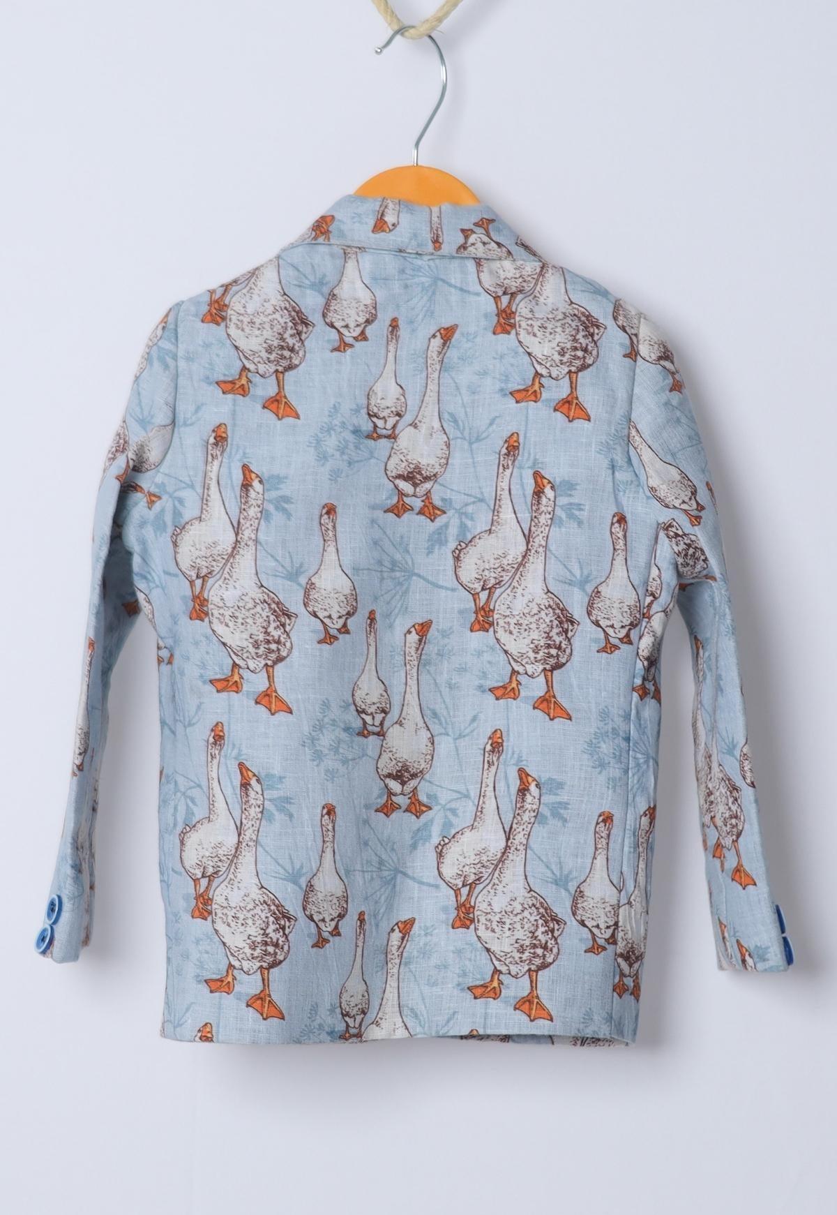Goose Printed Pure Linen Blazer Only - Funny Bones Clothings