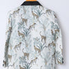 White Leopard Printed Pure Linen Blazer Only - Funny Bones Clothings