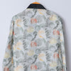 Grey Leaves Printed Pure Linen Blazer Set - Funny Bones Clothings