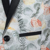 Grey Leaves Printed Pure Linen Blazer Set - Funny Bones Clothings