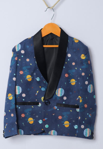 Planet Printed Pure Linen Blazer Only - Funny Bones Clothings