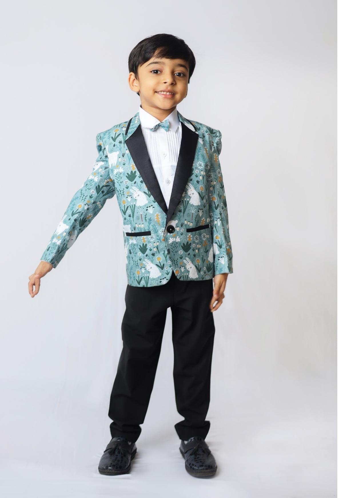 Rabbit Printed Pure Linen Blazer Set - Funny Bones Clothings
