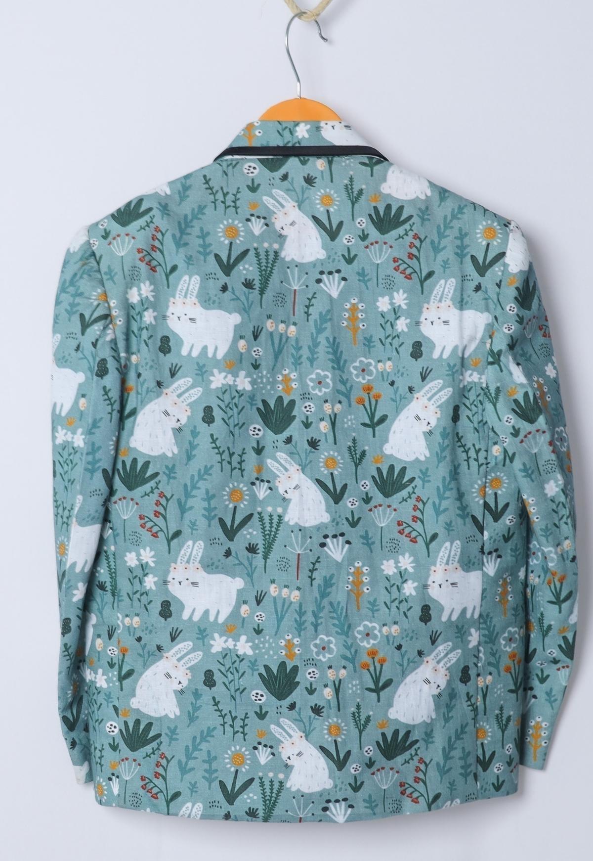 Rabbit Printed Pure Linen Blazer Set - Funny Bones Clothings