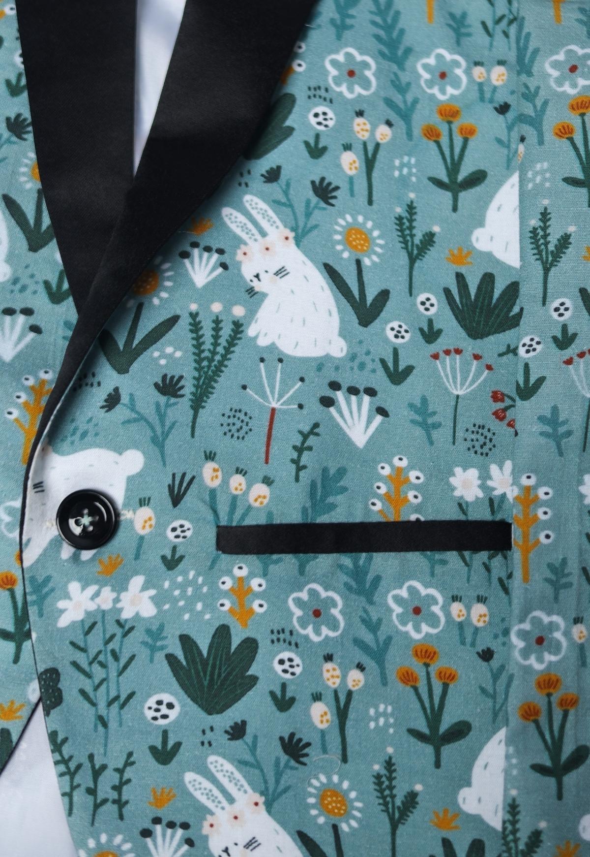 Rabbit Printed Pure Linen Blazer Set - Funny Bones Clothings