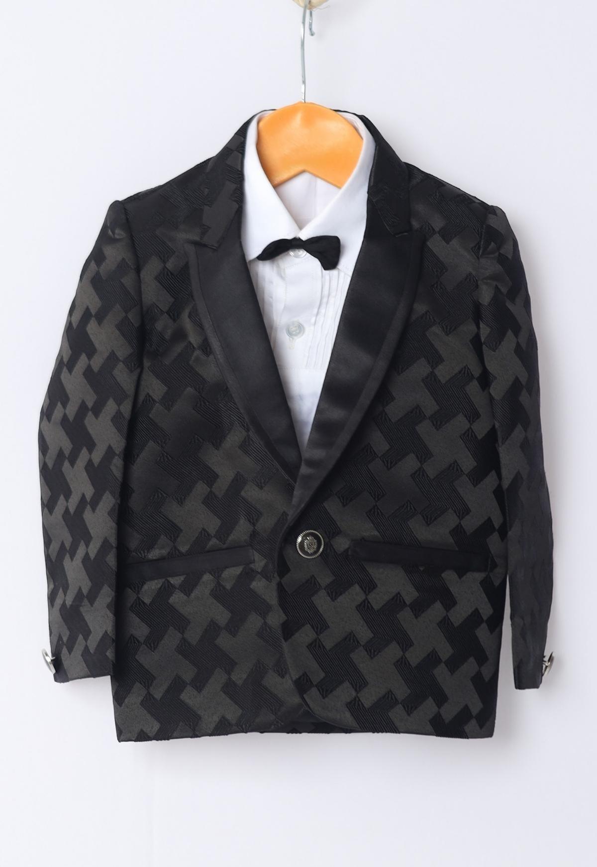 Plus Signed Jacquard Blazer Only - Funny Bones Clothings