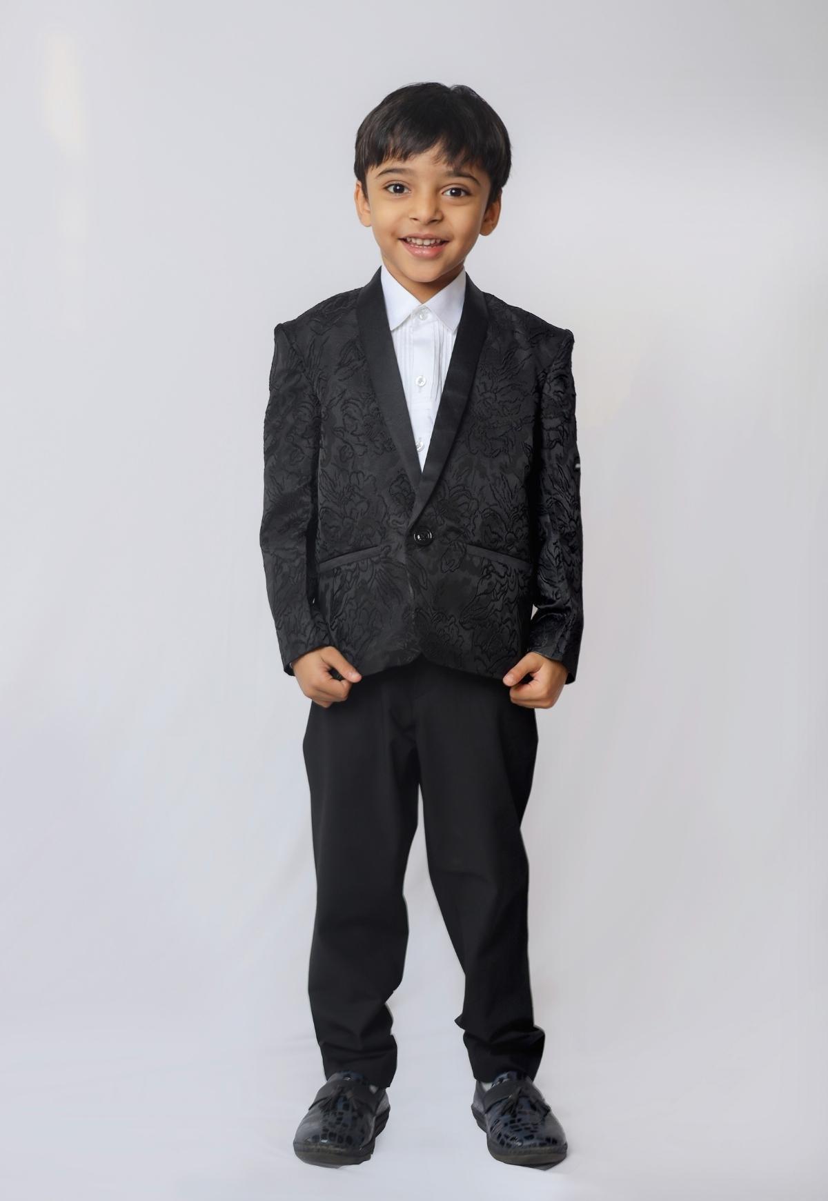 Engraved Flower styled Jacquard Blazer Only - Funny Bones Clothings