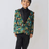 Black Leopard Printed Satin Blazer Set - Funny Bones Clothings