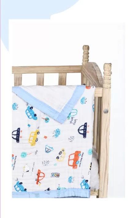 Car Print 100% Soft Cotton Muslin Blanket (Pack of 1) - Funny Bones Clothings