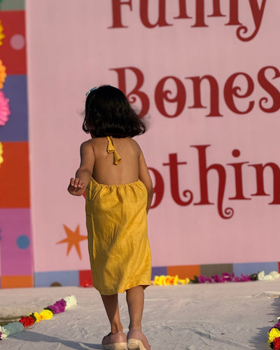 Mustard Twig Handwork Solid Premium Linen Dress