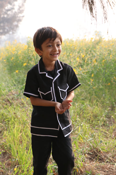 Ink & Light Solid Premium Linen Coord Set