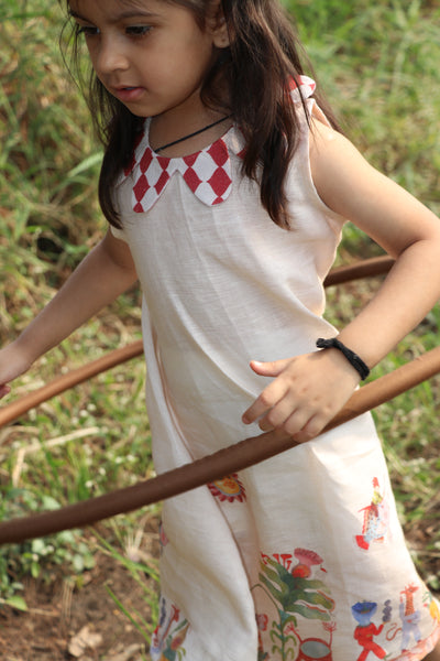 Truffle Meadow Promenade Print Premium Linen Dress