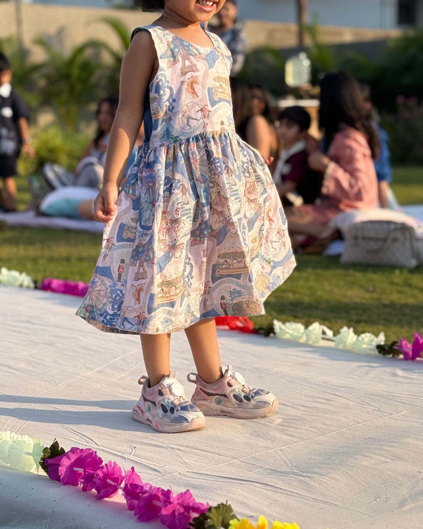 The Wonders Of Carnival Print Premium Linen Dres