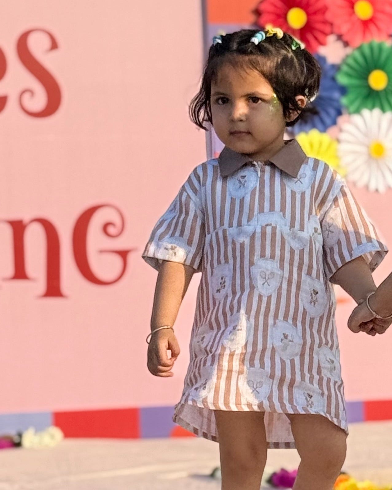 Teddy & Tennis Striped Print Premium Linen Coord