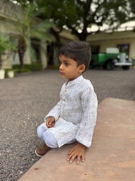 The Arbor Essence Print Pure Linen Kurta Pajama Set