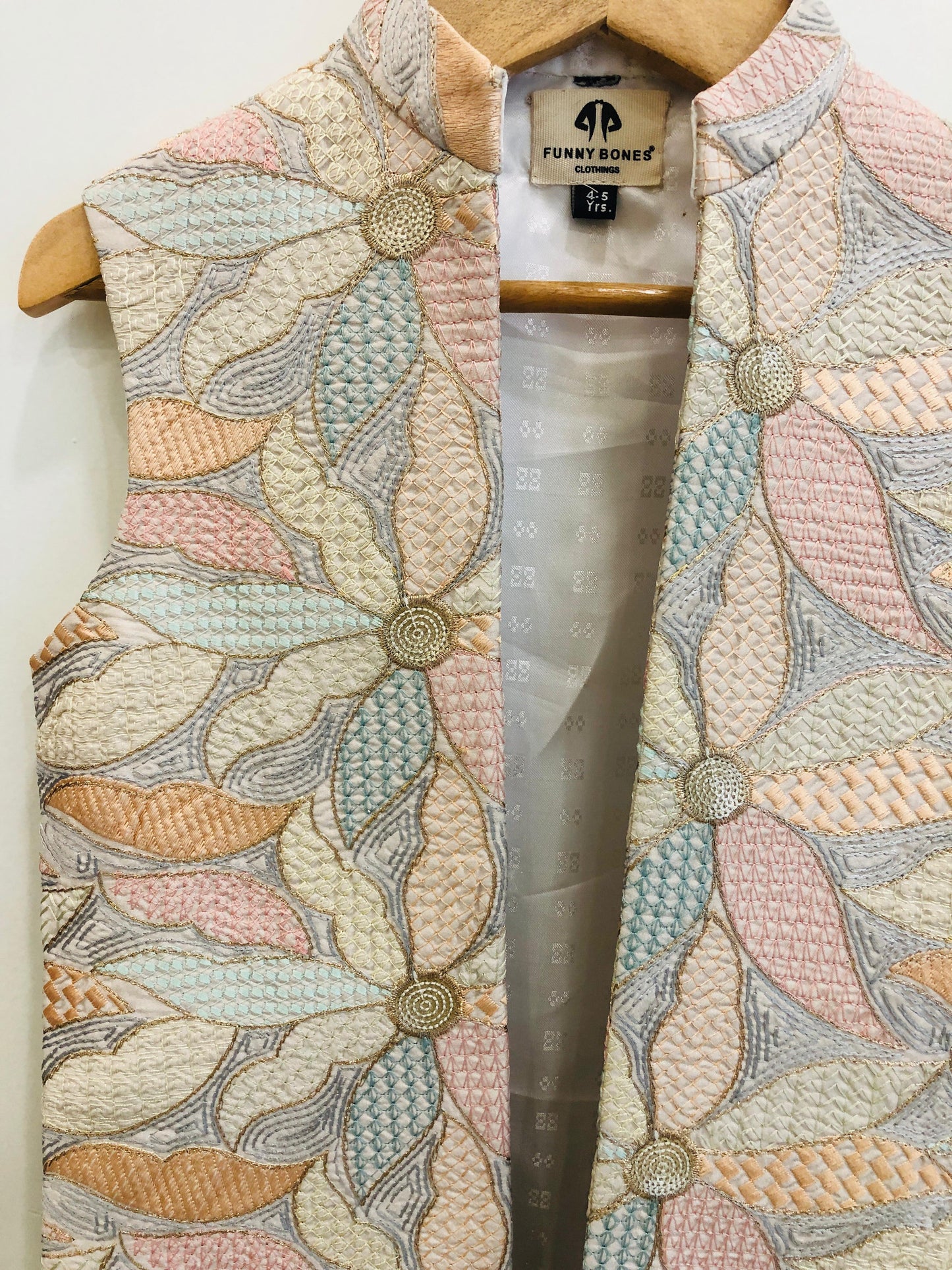 Floral Elegance Silk Long Koti Pure Cotton Kurta Pajama Set