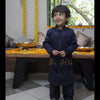 Royal Elephant Work Premium Satin Jodhpuri Open Jacket with Kurta Pajama Set Wine Color - Funny Bones Clothings