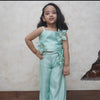 Pearl Embeded Sunflower Pure Organza Top Plazzo Set - Mint Green Color - Funny Bones Clothings