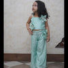 Pearl Embeded Sunflower Pure Organza Top Plazzo Set - Mint Green Color - Funny Bones Clothings