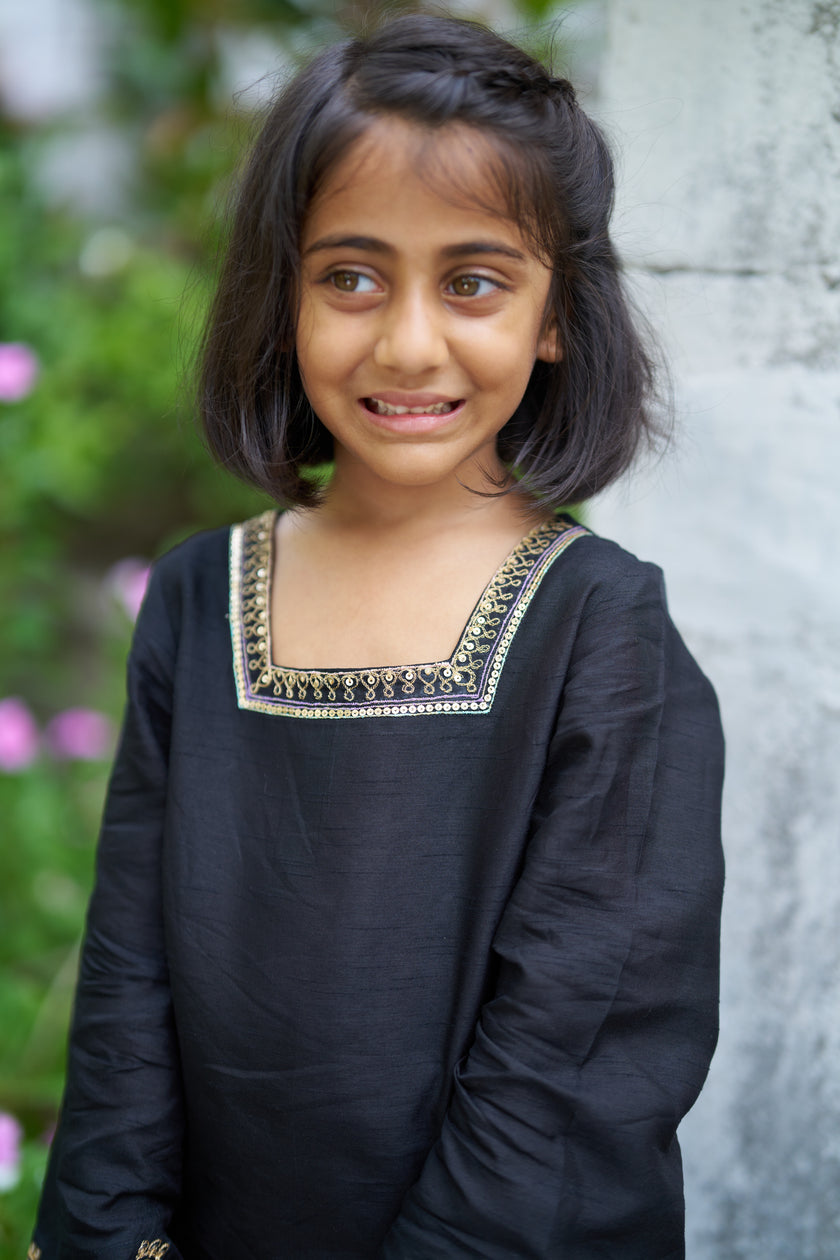 Shahzadi Girls Pure Silk Kurta Palazzo Set