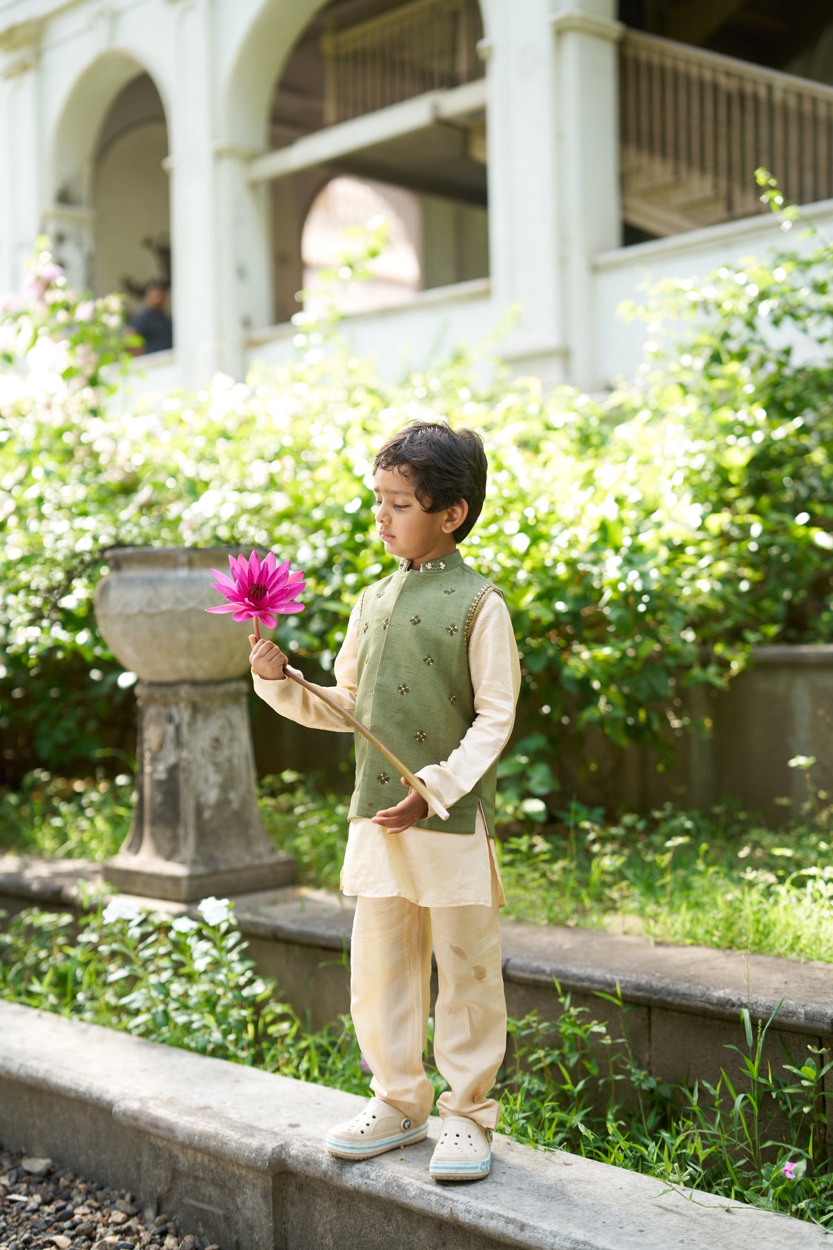 Wild Kingdom BoysPure Silk Koti Kurta Pajama Set