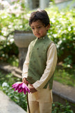 Wild Kingdom BoysPure Silk Koti Kurta Pajama Set