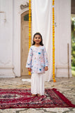 Ocean Whisper Girls Pure Muslin Silk  Kurti Sharara Set