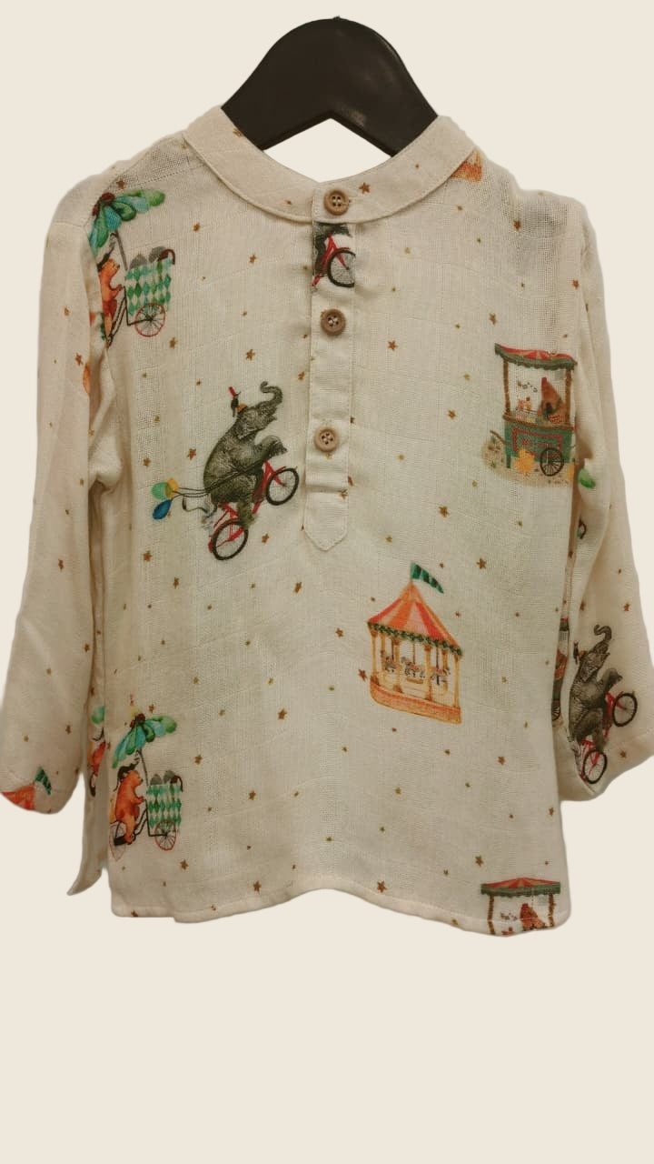 Carnival Charm Pure Bamboo Muslin Cotton Kurta Pajama Set