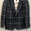 Classic Checkered Wool Blazer Set - Blue