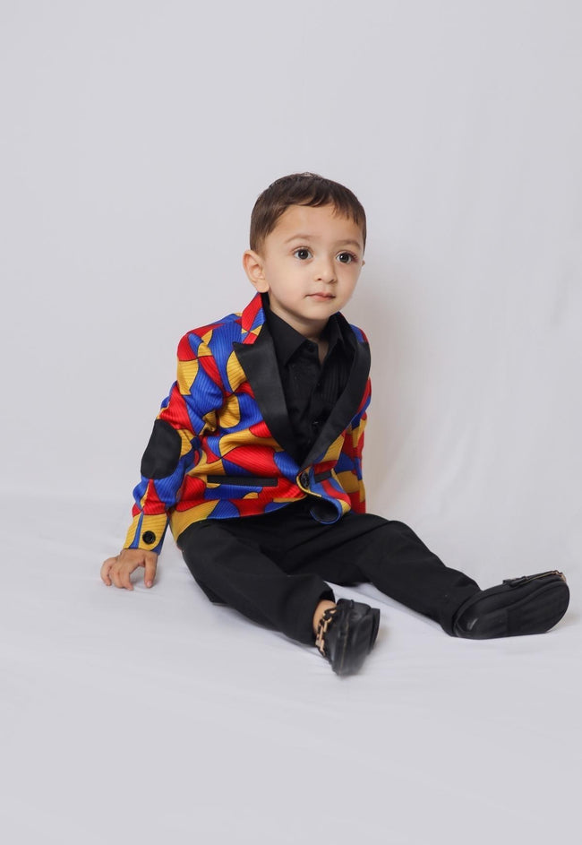 Abstract Colourful Printed Satin Blazer Set - Funny Bones Clothings