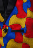 Abstract Colourful Printed Satin Blazer Set - Funny Bones Clothings