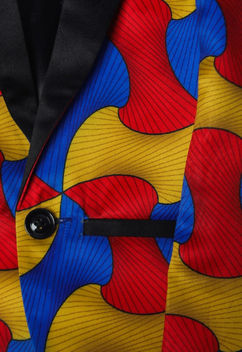 Abstract Colourful Printed Satin Blazer Set - Funny Bones Clothings