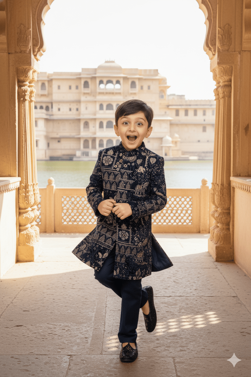 Ananatak Themed Embriodered Premium Velvet Sherwani Set - Funny Bones Clothings