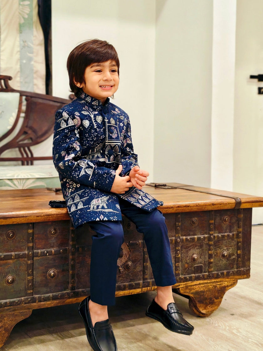 Ananatak Themed Embriodered Premium Velvet Sherwani Set - Funny Bones Clothings