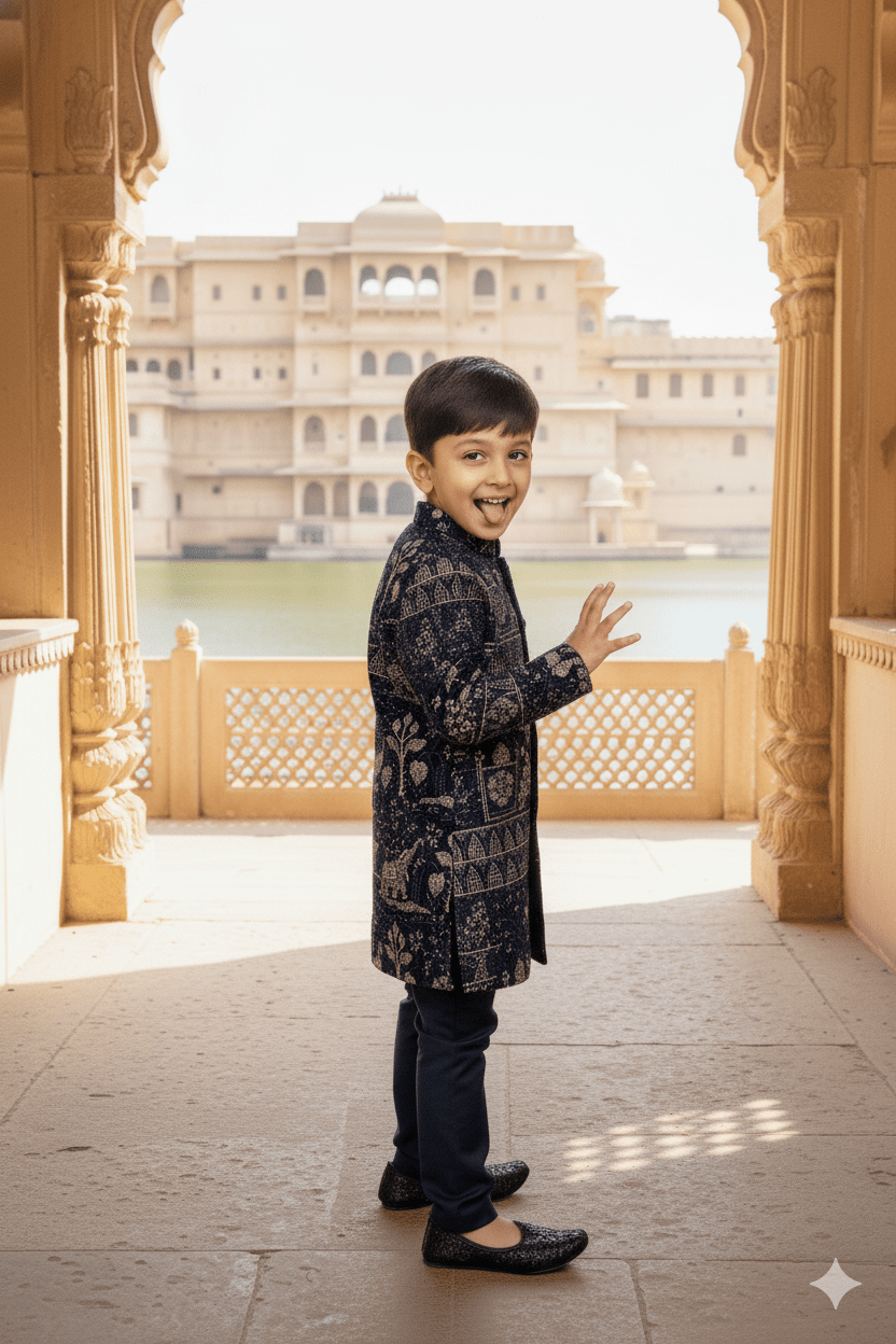 Ananatak Themed Embriodered Premium Velvet Sherwani Set - Funny Bones Clothings