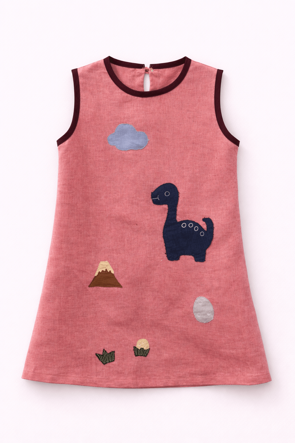 Ancient Valley Appliqué Handwork Premium Linen Dress - Funny Bones Clothings