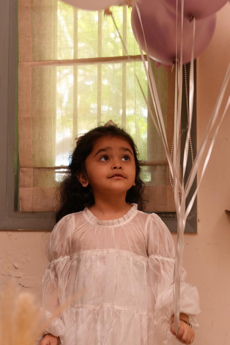 Aurora White Pure Organza Princess Dress - Funny Bones Clothings