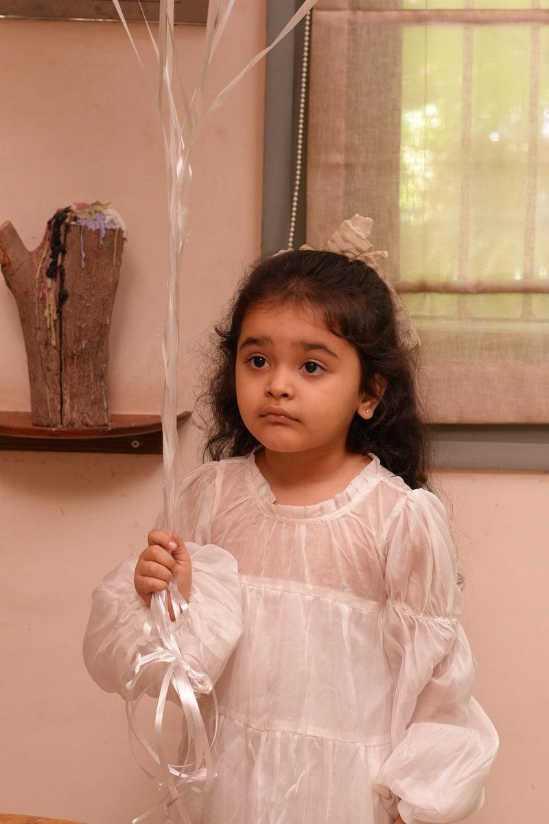 Aurora White Pure Organza Princess Dress - Funny Bones Clothings