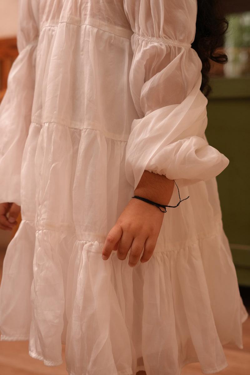 Aurora White Pure Organza Princess Dress - Funny Bones Clothings