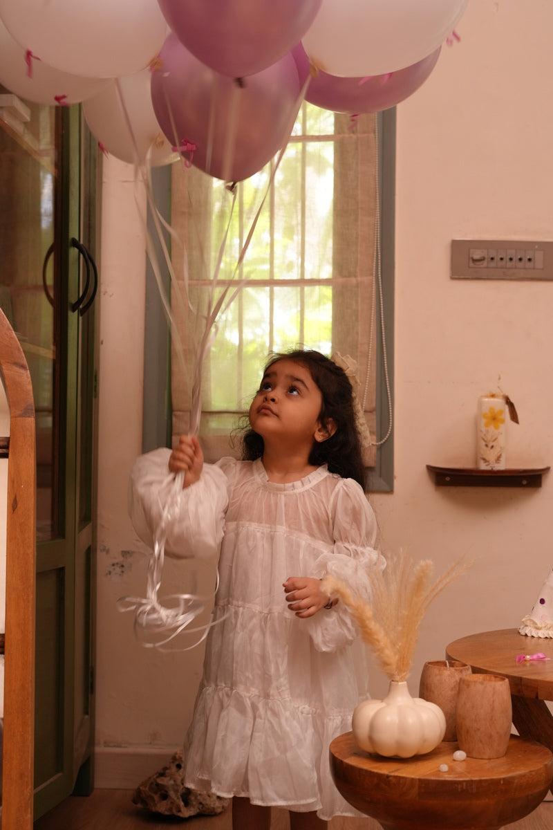 Aurora White Pure Organza Princess Dress - Funny Bones Clothings