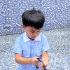Classic Unisex Blue White Collared Shirt & White Shorts Set - Funny Bones Clothings