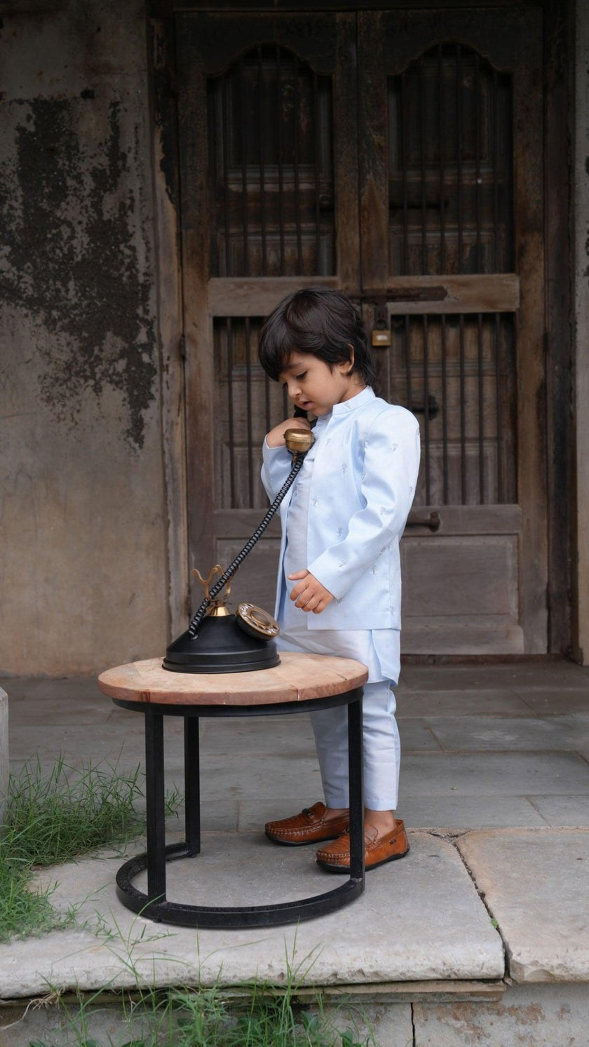 Beautiful Heart Work Premium Silk Jodhpuri Open Jacket with Kurta Pajama Set - Funny Bones Clothings