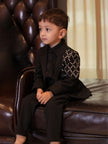 Black Criss Cross Thread Work Pure Linen Blazer Only - Funny Bones Clothings
