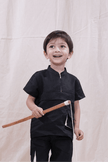 Box Pleated Black Color Pure Linen Shirt - Funny Bones Clothings
