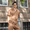 Solid Colour Pure Linen Co-ord Sets - Brown - Funny Bones Clothings